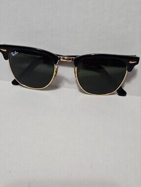 Ray-Ban RB3016 Clubmaster W0365 Black Gold G-15 Green Sunglasses 49-21
